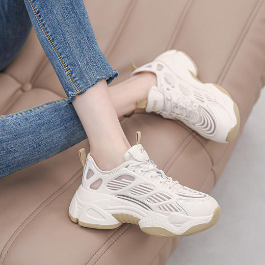 ZHR运动鞋女款夏款2022年新款网面透气ins潮老爹鞋厚底松糕鞋女鞋 商品图1