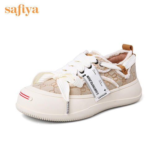 Safiya索菲娅笑脸头网红系带松糕厚底帆布鞋2022秋新款SF23112401 商品图1