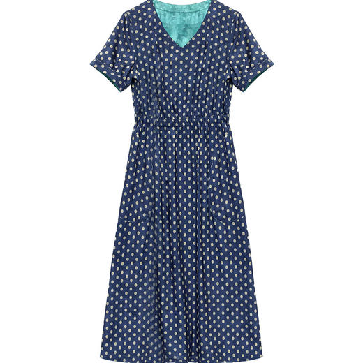 YWE 22A87-1C两面穿波点连衣裙修身贵夫人a字裙 商品图4