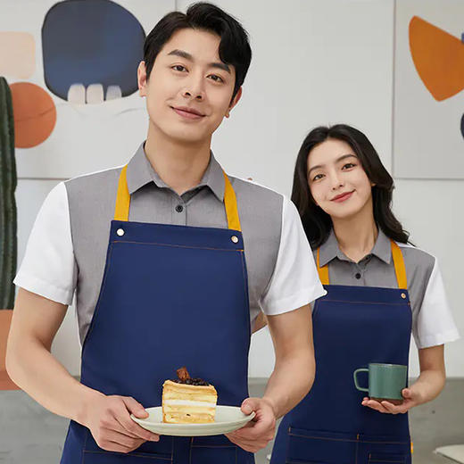 网红围裙定制logo印字时尚家用厨房工作服女餐饮服务员防泼水围腰 商品图0
