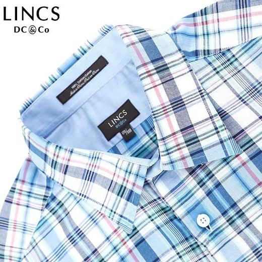 菱科斯男士短袖衬衫男士CUTAWAY领全棉格子短袖衬衫SS-16WH108 商品图3