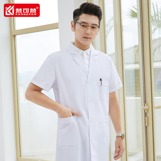 夏季白大褂短袖医生护士服医师大衣化学实验室美容院工作服绣字 商品图1