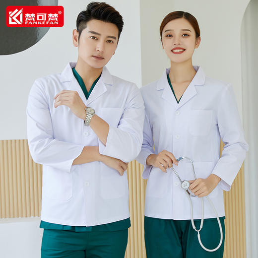 白大褂医生服夏天季短款长袖实验口腔白大衣薄款工作服绣字印LOGO 商品图1