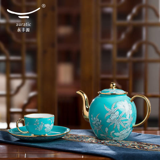 【国瓷·永丰源】夫人瓷水墨牡丹14头陶瓷茶咖具杯碟套装大容量茶具套装家用 商品图1