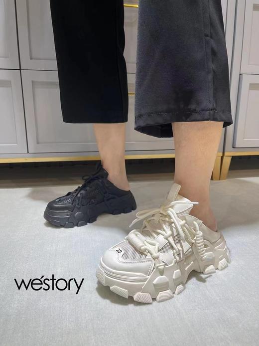 westory2022年新款夏包头老爹鞋厚底显瘦休闲百搭懒人拖鞋女W22AH55071 商品图3