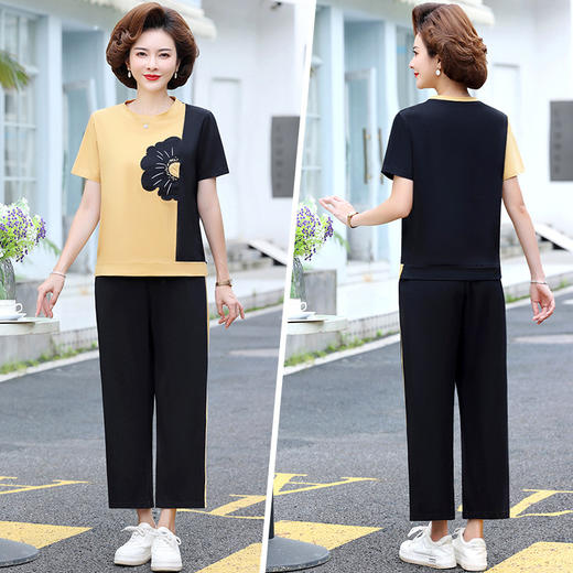 时尚休闲，中老年妈妈短袖T恤上衣运动服夏季中年洋气两件套TR-2258 商品图5