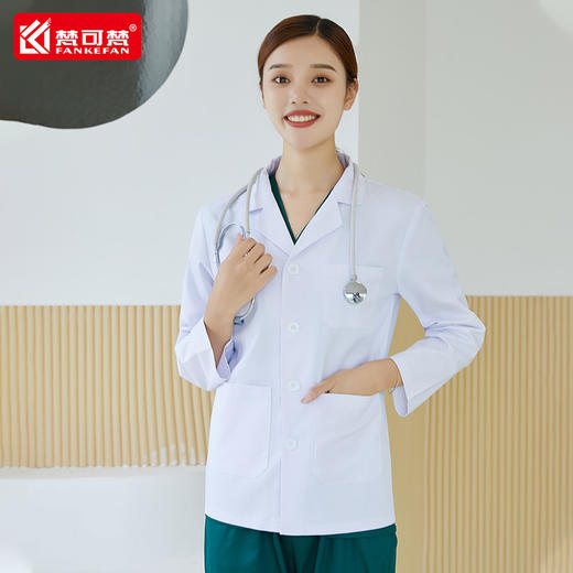 白大褂医生服夏天季短款长袖实验口腔白大衣薄款工作服绣字印LOGO 商品图3