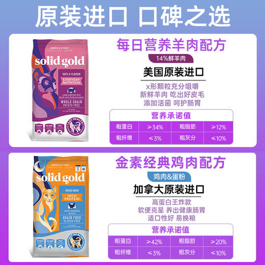 Solid gold素力高金装系列鸡肉味/羊肉配方猫粮12磅5.4kg/幼猫6磅2.72kg 商品图6