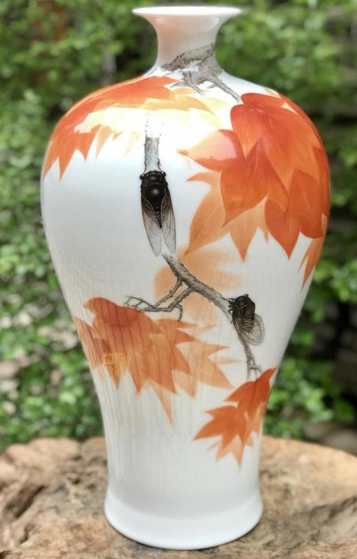 高白泥透光瓶作品“蝉鸣高枝” 商品图0