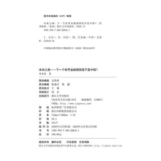 未来之路——下一个世界金融强国是不是中国？/贲圣林/浙江大学出版社 商品图2