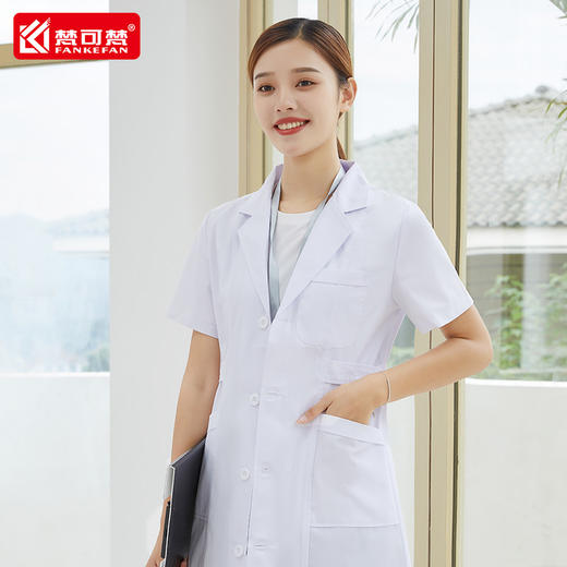 夏季白大褂短袖医生护士服医师大衣化学实验室美容院工作服绣字 商品图3