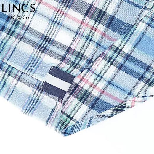 菱科斯男士短袖衬衫男士CUTAWAY领全棉格子短袖衬衫SS-16WH108 商品图5