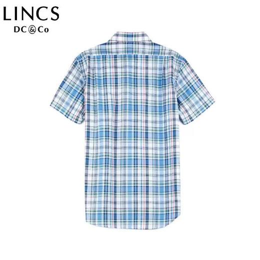 菱科斯男士短袖衬衫男士CUTAWAY领全棉格子短袖衬衫SS-16WH108 商品图2