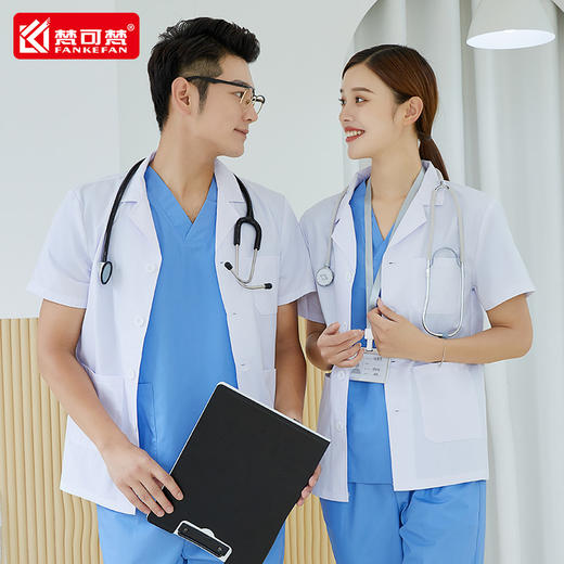 夏季短款白大褂女口腔医生牙科半身工作服男短袖护士服医生服薄款 商品图4