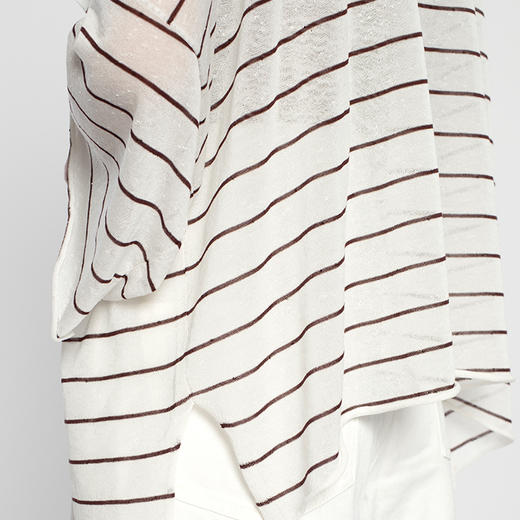 女士2022年夏款16针单边条纹针法有机棉条纹和服 商品图3