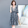 HR WL17109印花连衣裙复古气质显瘦设计感休闲裙 商品缩略图0