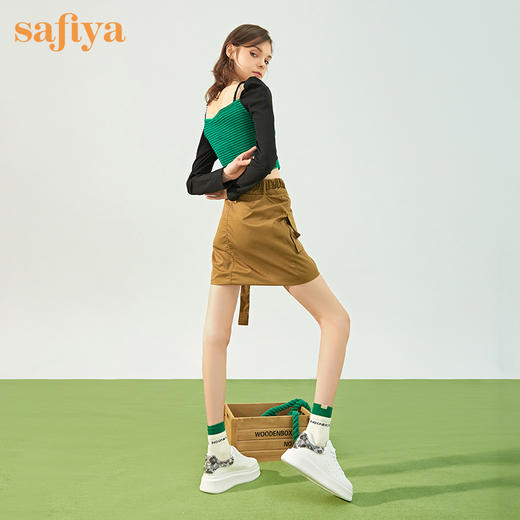 Safiya索菲娅玩趣幻彩亮片小白鞋2022秋新款潮趣可拆卸后帮休闲鞋SF23112031 商品图5
