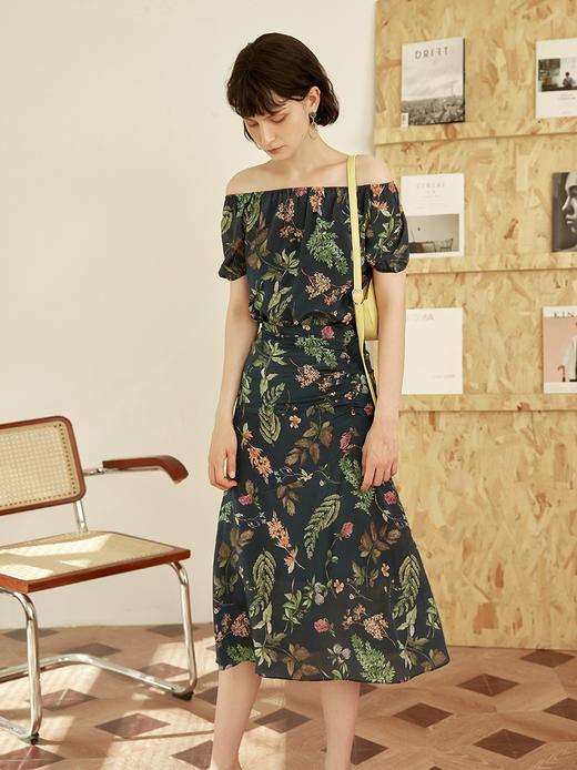 真丝半身裙女夏季桑蚕丝高腰碎花复古鱼尾裙子 商品图0