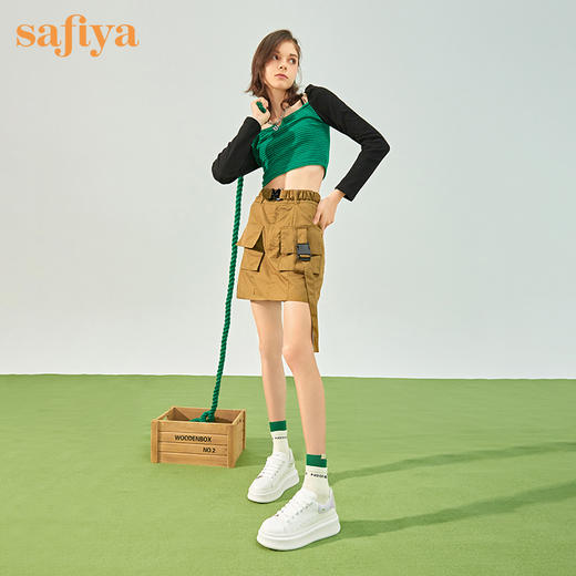 Safiya索菲娅玩趣幻彩亮片小白鞋2022秋新款潮趣可拆卸后帮休闲鞋SF23112031 商品图4