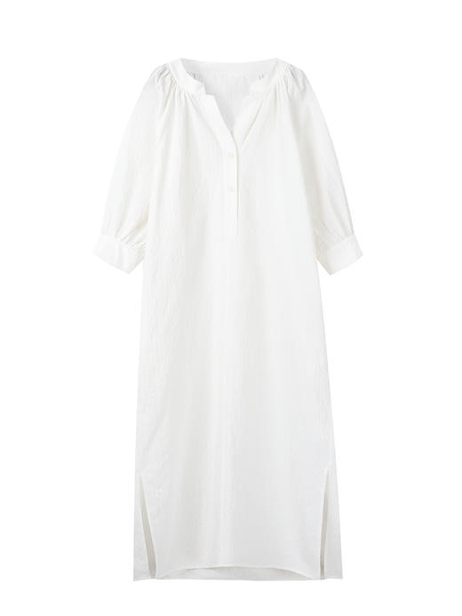 白色连衣裙女夏季收腰衬衫裙法式复古气质裙子 商品图3