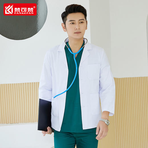 白大褂医生服夏天季短款长袖实验口腔白大衣薄款工作服绣字印LOGO 商品图2