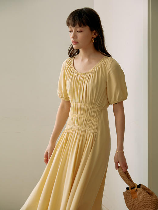 HeyDress法式连衣裙女夏季气质收腰显瘦长裙小众设计感泡泡袖裙子 商品图2