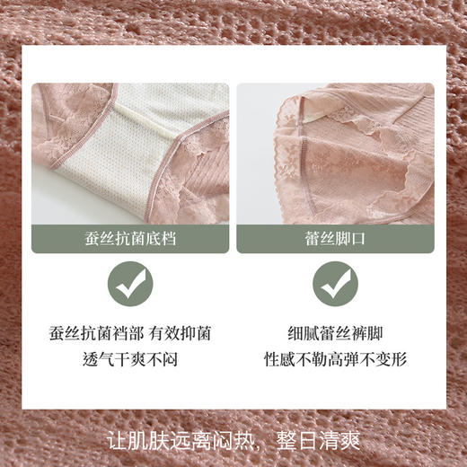 【3条装】小蛮腰无痕高腰蕾丝刺绣内裤 女薄三角裤 收腹蚕丝档 收腹提臀提臀大码 商品图3