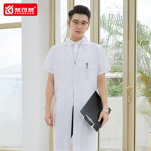 夏季白大褂短袖医生护士服医师大衣化学实验室美容院工作服绣字 商品图0