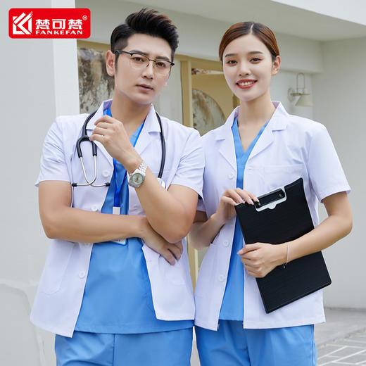 夏季短款白大褂女口腔医生牙科半身工作服男短袖护士服医生服薄款 商品图2