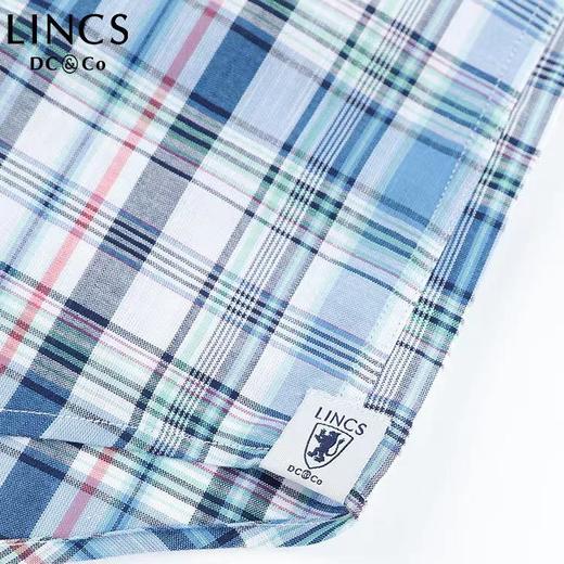 菱科斯男士短袖衬衫男士CUTAWAY领全棉格子短袖衬衫SS-16WH108 商品图4