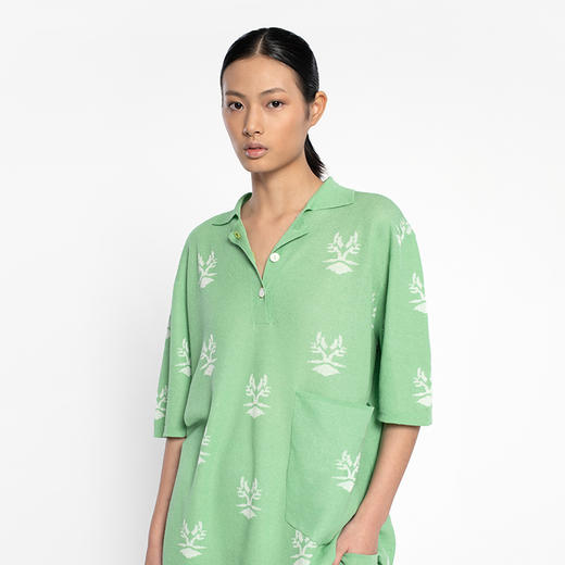 16针单股芝麻点针法混纺有机棉针织polo套装 商品图0