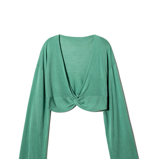 女士2022新款16针细腻纱支100%绢丝扭结罩衫 商品图4