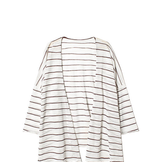 女士2022年夏款16针单边条纹针法有机棉条纹和服 商品图4