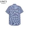 菱科斯男士短袖衬衫春夏新品男士小BUTTON DOWN 领全麻格子布短袖衬衫SS18WH115 商品缩略图2