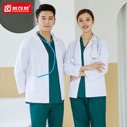 白大褂医生服夏天季短款长袖实验口腔白大衣薄款工作服绣字印LOGO 商品图0