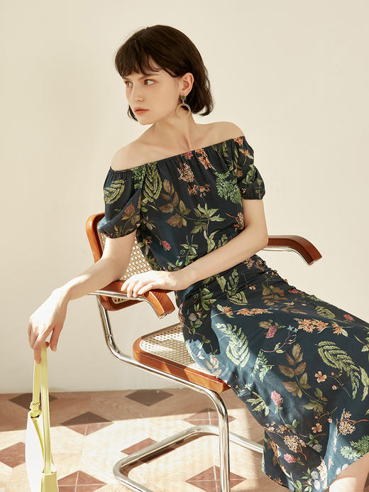 真丝半身裙女夏季桑蚕丝高腰碎花复古鱼尾裙子 商品图1