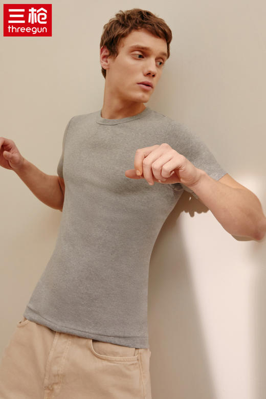 Threegun三枪 【天丝棉】圆领男士短袖T恤-22791A0W1 商品图5