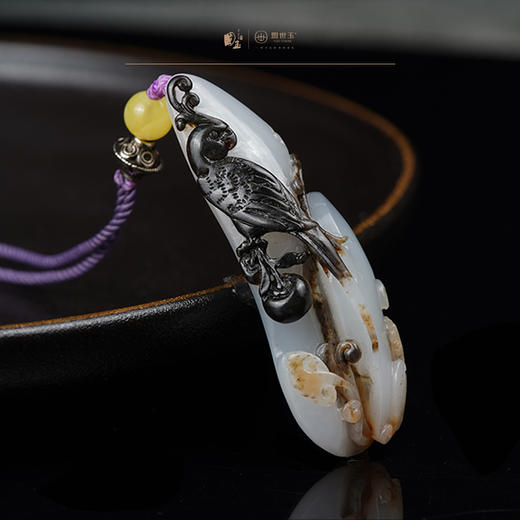 新疆国玉盟世玉和田玉羊脂玉籽料挂件（柿子和凤凰与蝙蝠）【带证书·顺丰物流】 商品图2