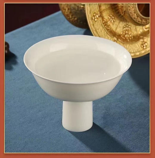 黄铜贡碗羊脂玉瓷供水碗家居用品高脚铜碗底托茶托供杯摆件 商品图4