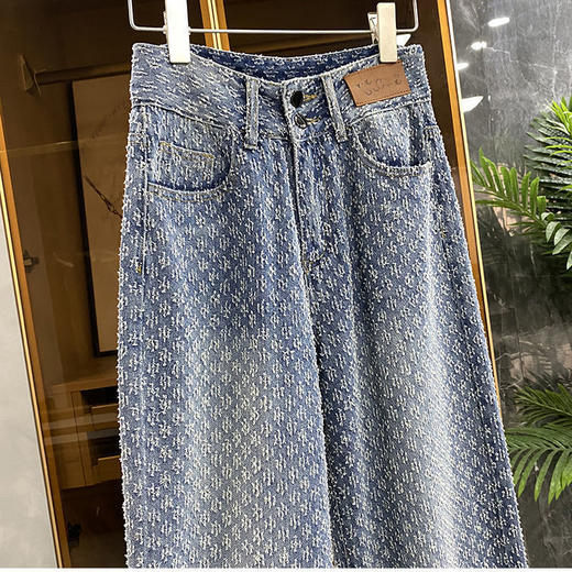 黛唯梵直筒牛仔裤女2022年夏季新款设计感女小众复古宽松百搭高腰阔腿裤 商品图3