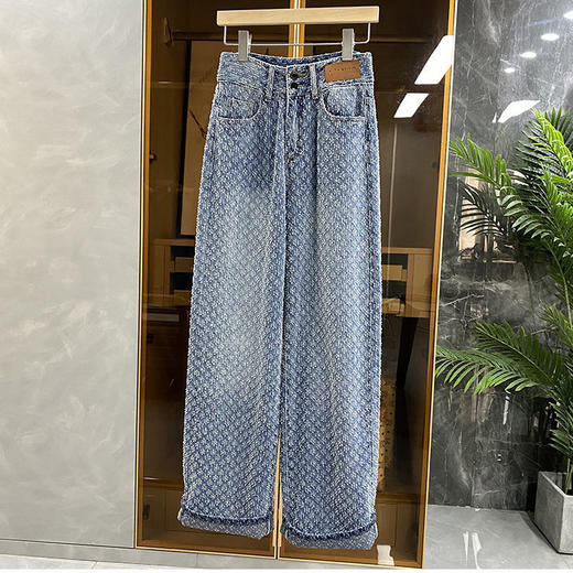 黛唯梵直筒牛仔裤女2022年夏季新款设计感女小众复古宽松百搭高腰阔腿裤 商品图1