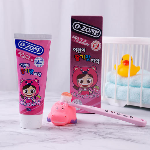 【中欧班列精选】韩国进口0-zone/欧志姆小孩儿童牙膏6岁以上60g香橙味草莓味可吞咽 商品图5