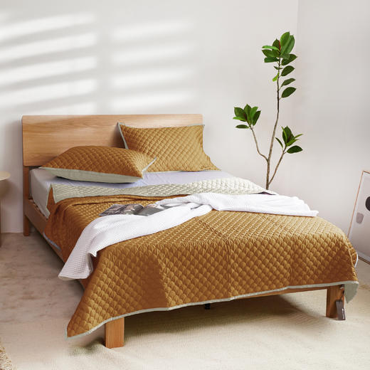 冰肌裸感床盖三件套竹纤维绗缝床盖枕套素色简约200*230 商品图6