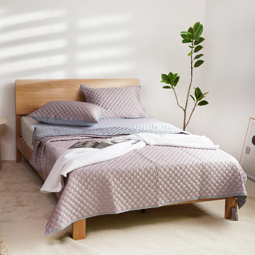 冰肌裸感床盖三件套竹纤维绗缝床盖枕套素色简约200*230 商品图0