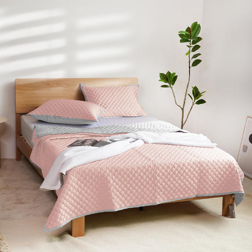 冰肌裸感床盖三件套竹纤维绗缝床盖枕套素色简约200*230 商品图2