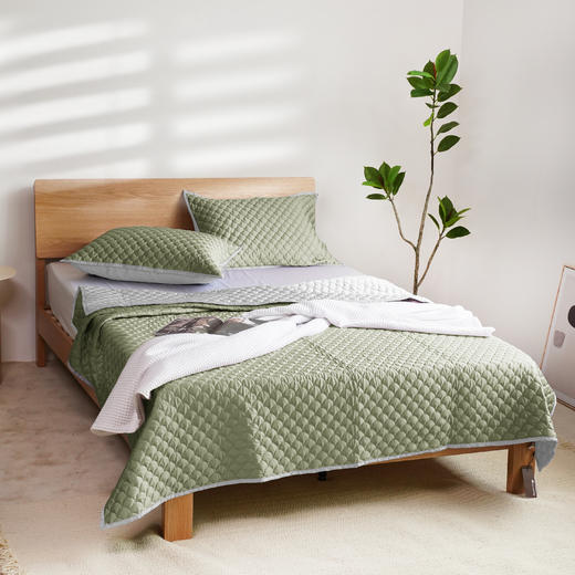 冰肌裸感床盖三件套竹纤维绗缝床盖枕套素色简约200*230 商品图5