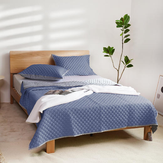 冰肌裸感床盖三件套竹纤维绗缝床盖枕套素色简约200*230 商品图1