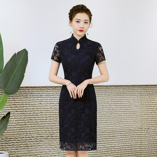新款蕾丝双层旗袍连衣裙高贵喜婆婆婚宴结婚礼服妈妈装礼服敬酒服 YSD05943-3 商品图1