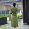 旗袍长款绿色旗袍连衣裙带复古长腰封飘带夏季新款旗袍 JLM2235 商品缩略图1