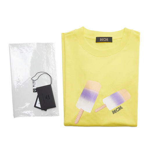 MCM 男士冰淇淋印花圆领短袖T恤 浅黄 MHTCSMM01 商品图2